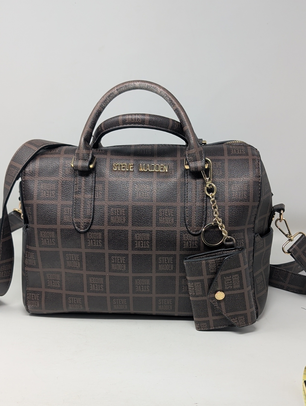 Steve Madden Brown Logo Duffel with Coin Pouch